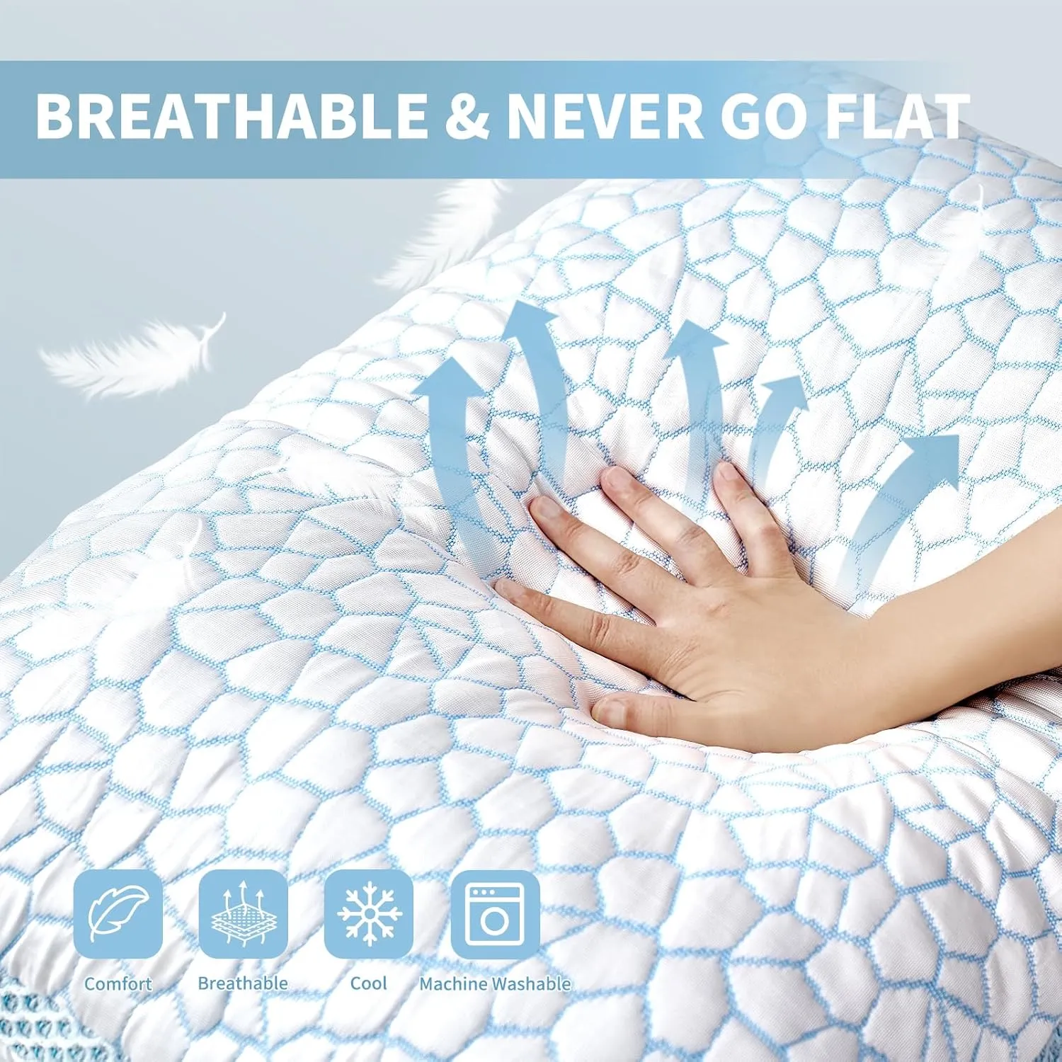 QUTOOL Cooling Pillows for Sleeping,Shredded Memory Foam Pillows King Size Set of 1,Adjustable Soft & Firm Gel Bed Pillow for Side, Back, Stomach Sleepers