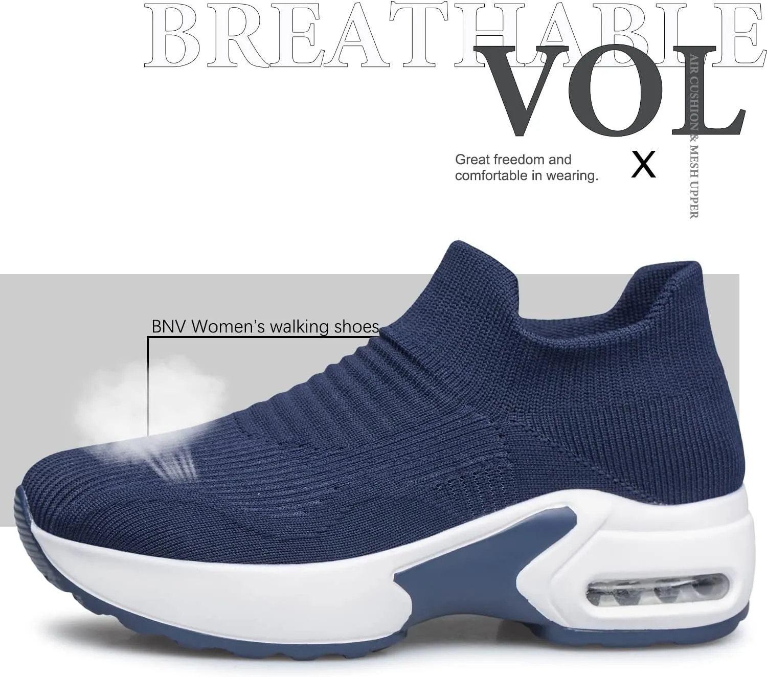 Raoendis Womens Walking Shoes - Sock Sneakers Daily Casual Shoes Slip on Comfortable Nursing Work Shoes