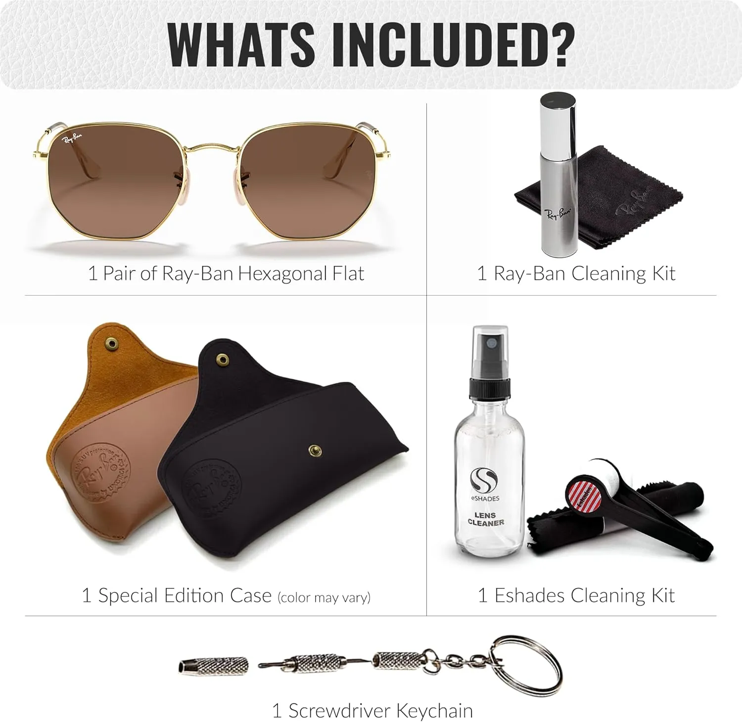 Ray-Ban RB3548N Hexagonal Flat Lenses Sunglasses With Eyewear Kit Bundle - Adjustable Nose Pads - Retro Sunglasses
