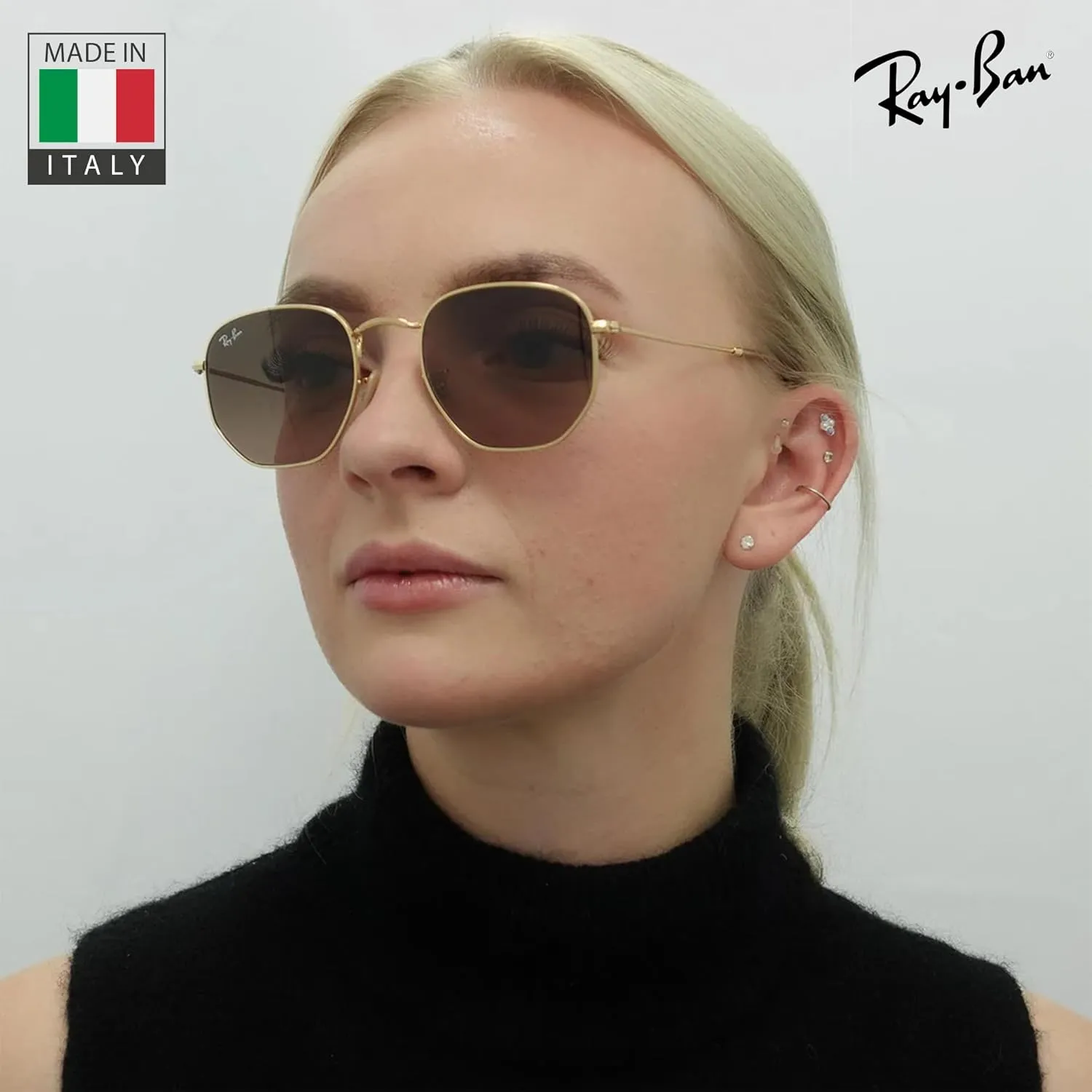 Ray-Ban RB3548N Hexagonal Flat Lenses Sunglasses With Eyewear Kit Bundle - Adjustable Nose Pads - Retro Sunglasses