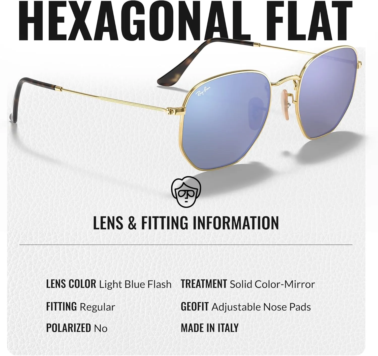 Ray-Ban RB3548N Hexagonal Flat Lenses Sunglasses With Eyewear Kit Bundle - Adjustable Nose Pads - Retro Sunglasses