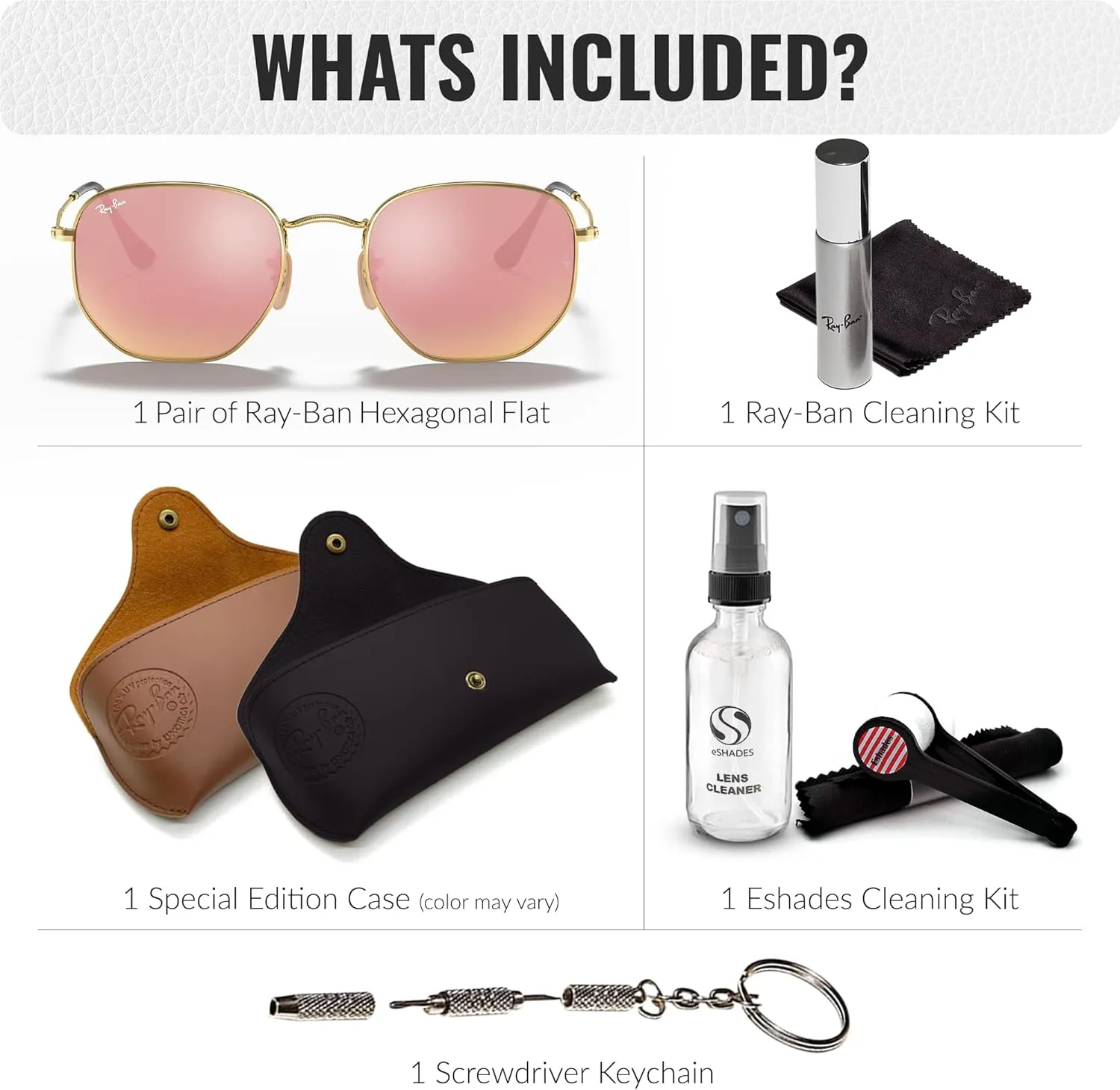 Ray-Ban RB3548N Hexagonal Flat Lenses Sunglasses With Eyewear Kit Bundle - Adjustable Nose Pads - Retro Sunglasses