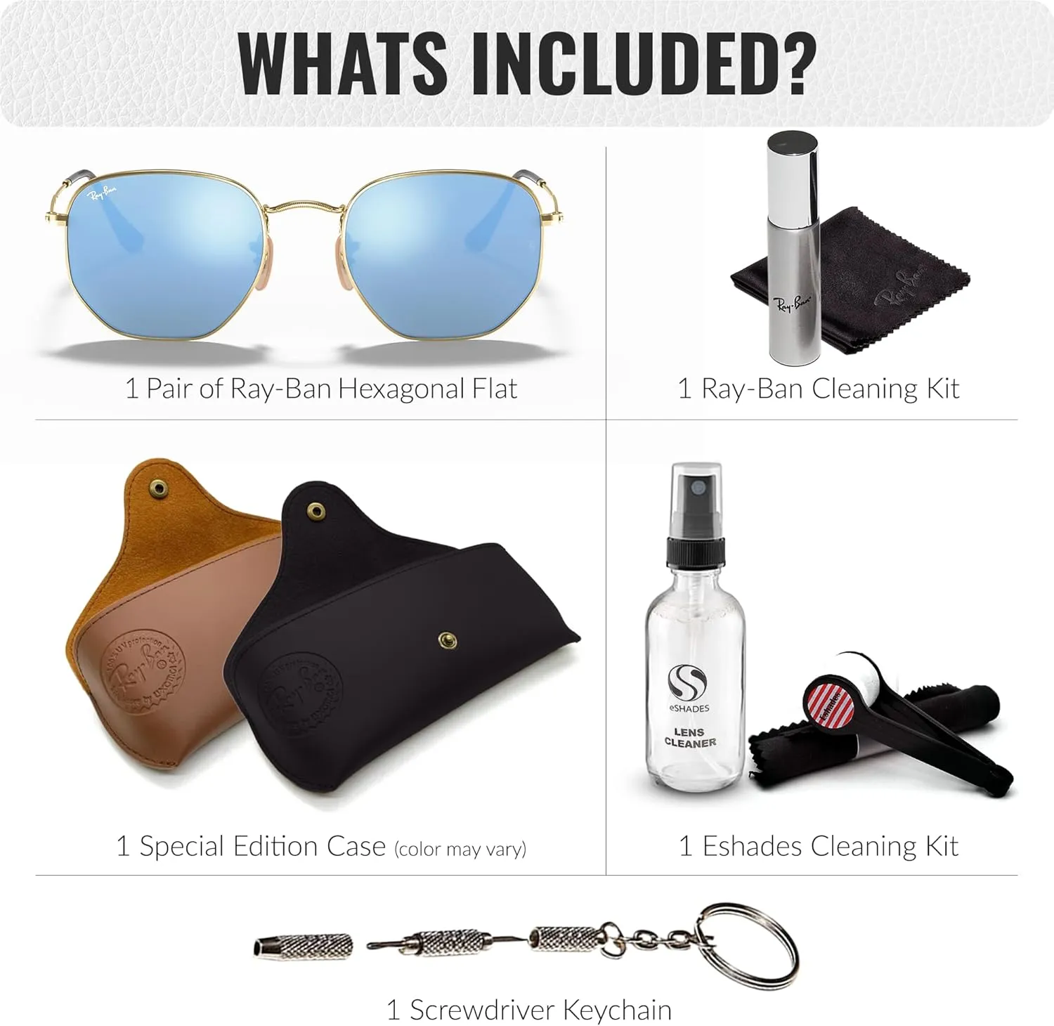 Ray-Ban RB3548N Hexagonal Flat Lenses Sunglasses With Eyewear Kit Bundle - Adjustable Nose Pads - Retro Sunglasses