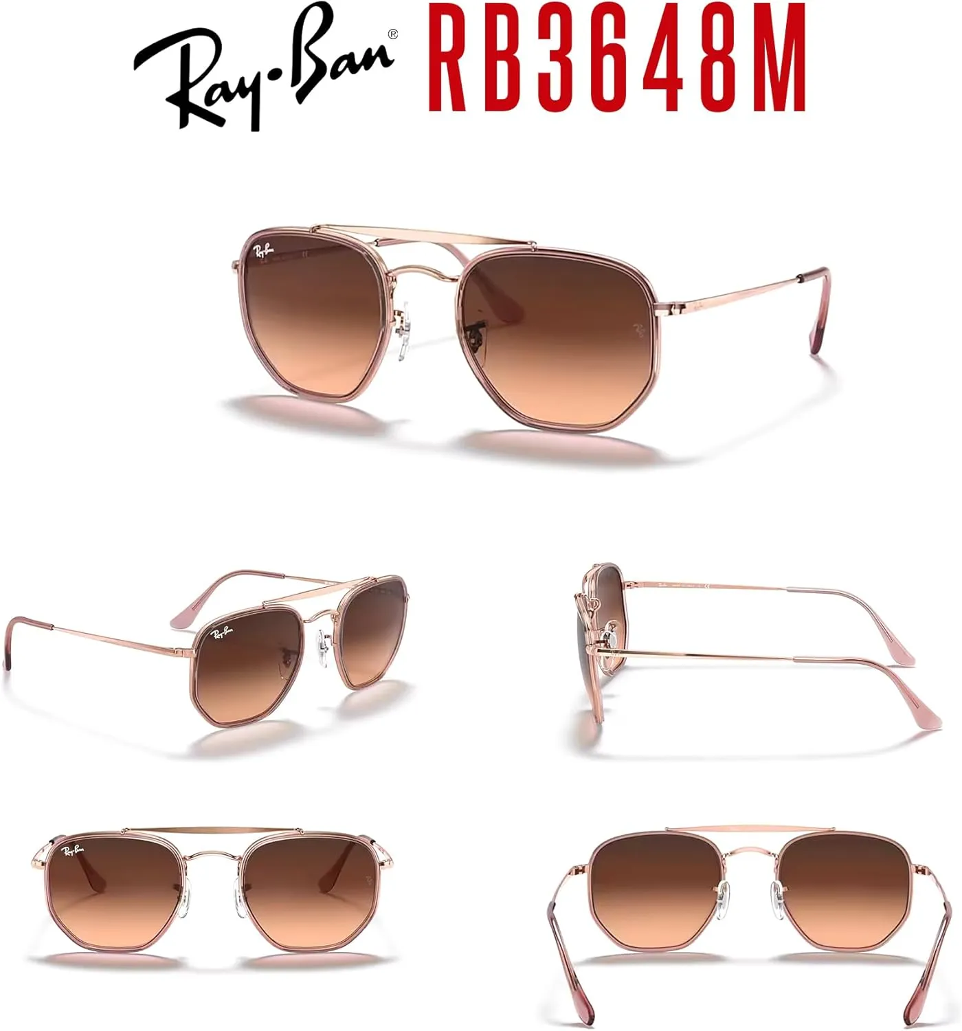 Ray-Ban The Marshal II RB3648M Hexagonal Sunglasses for Men for Women   BUNDLE With Designer iWear Complimentary Eyewear Kit