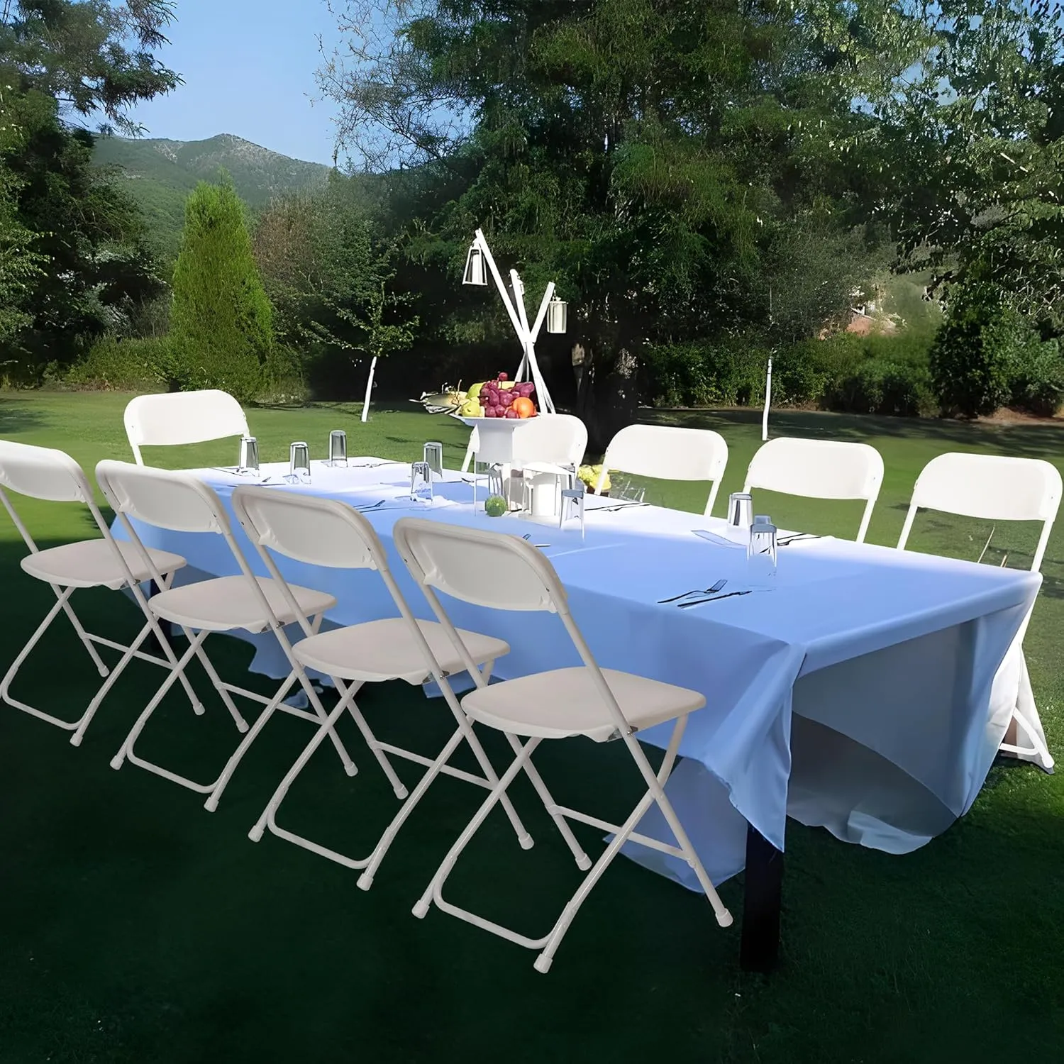 Real Relax 10 Pack Plastic Folding Chair, Lightweight Foldable Chair 350 LB Weight Capacity Commercial Chairs for Office Wedding Party Dinning Events White
