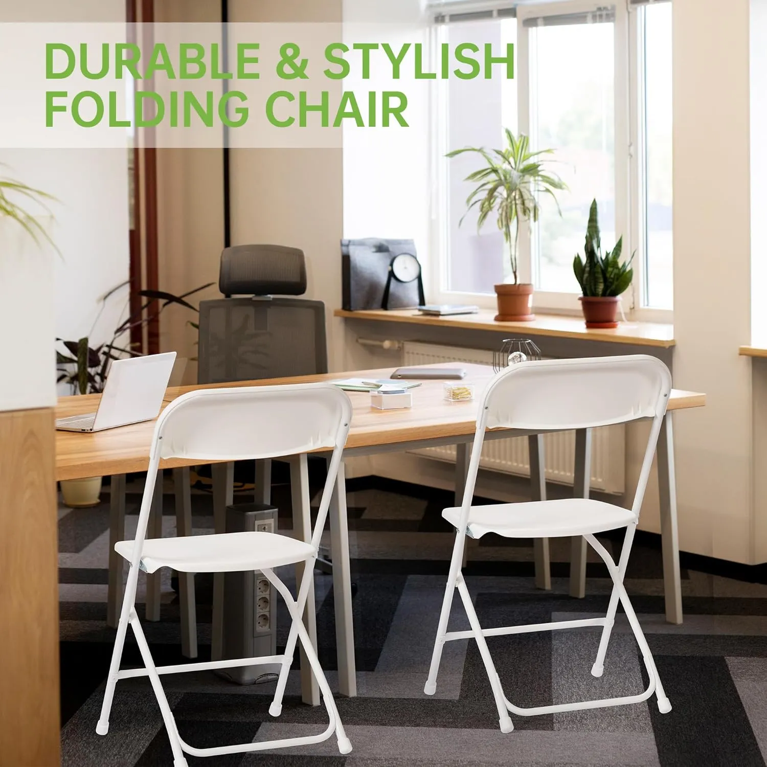 Real Relax 10 Pack Plastic Folding Chair, Lightweight Foldable Chair 350 LB Weight Capacity Commercial Chairs for Office Wedding Party Dinning Events White