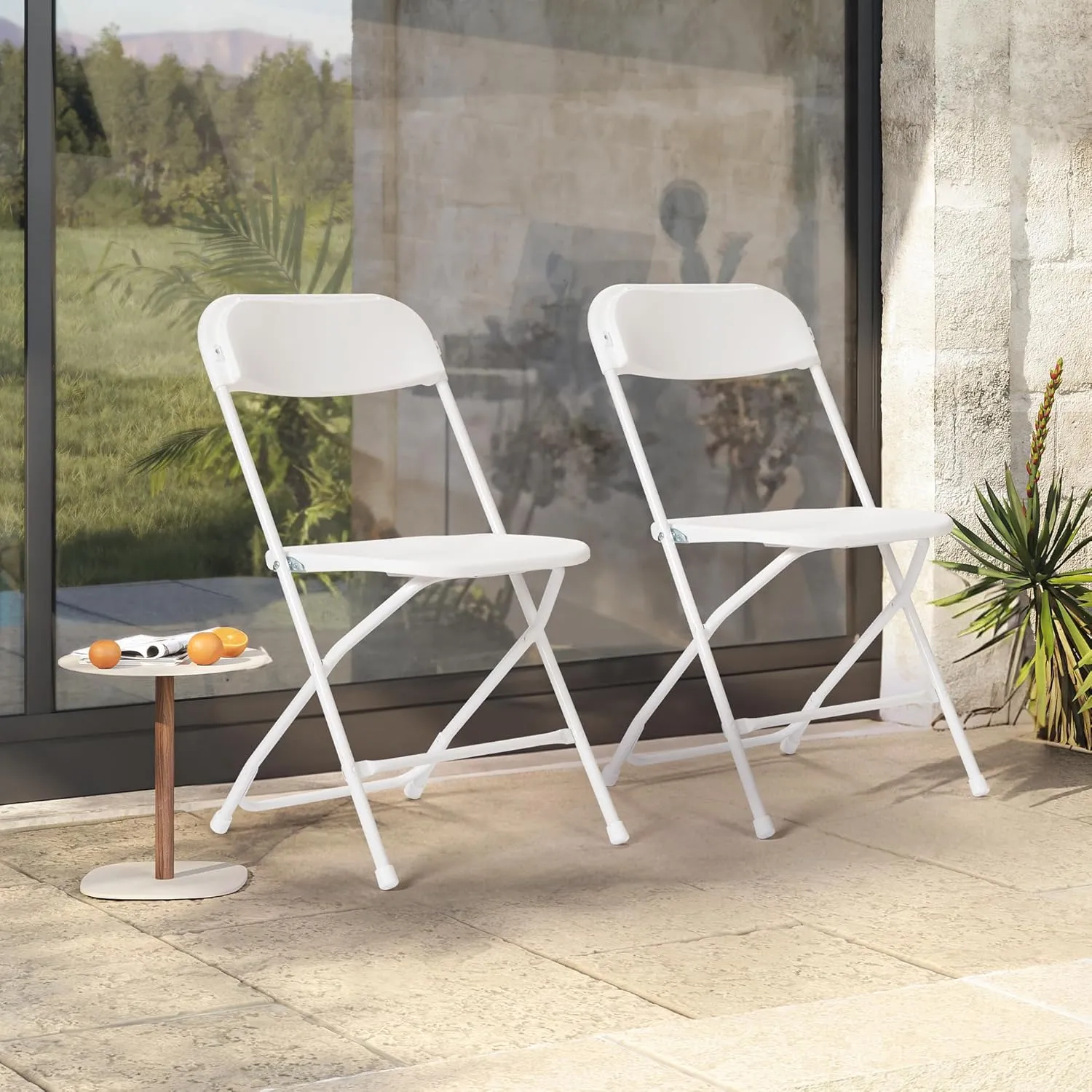 Real Relax 10 Pack Plastic Folding Chair, Lightweight Foldable Chair 350 LB Weight Capacity Commercial Chairs for Office Wedding Party Dinning Events White