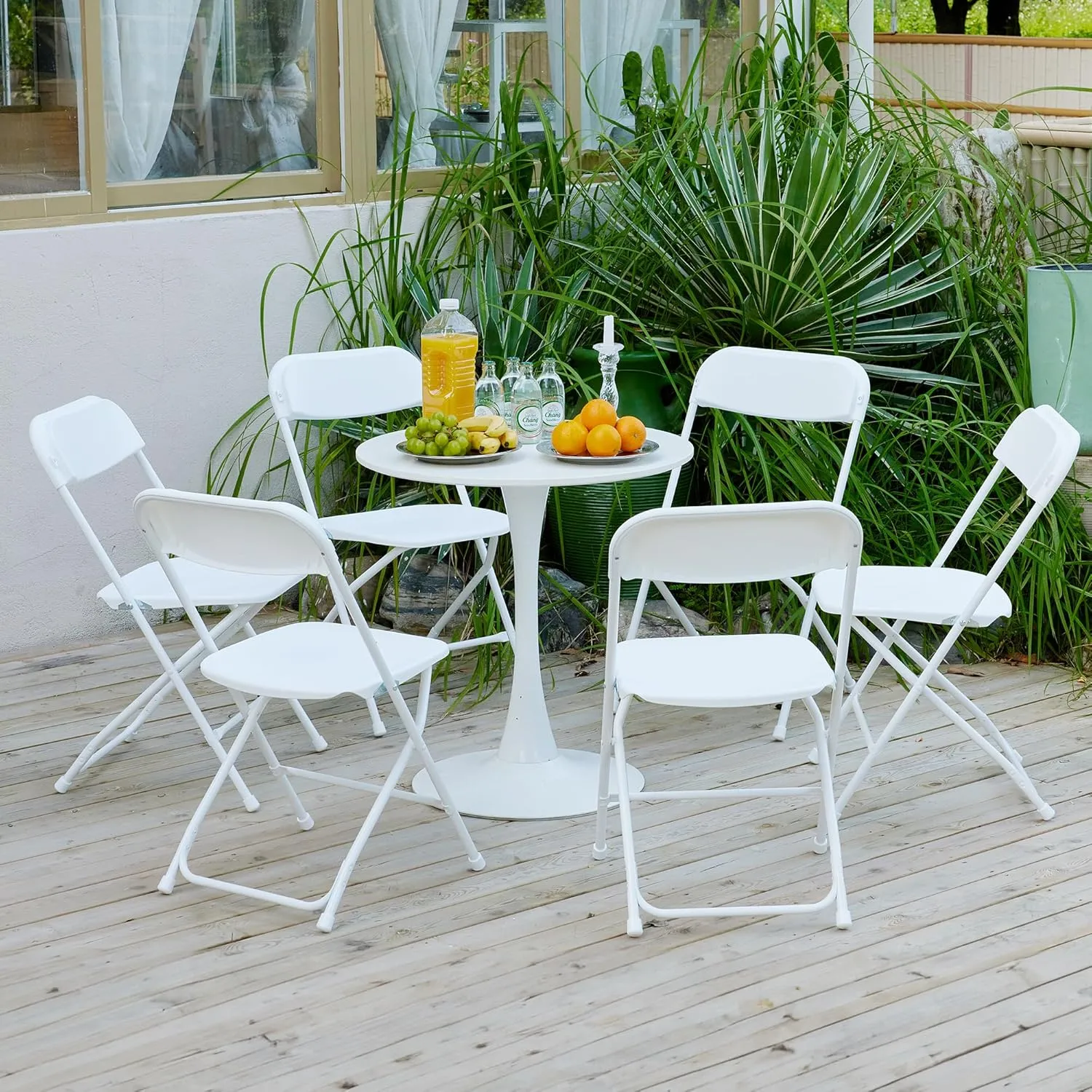 Real Relax 10 Pack Plastic Folding Chair, Lightweight Foldable Chair 350 LB Weight Capacity Commercial Chairs for Office Wedding Party Dinning Events White