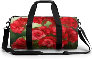 Red Geraniums Duffel Bag for Men Women Gym Bag Sports Small Overnight Bag for Travel Weekender, 17.7in/9in/9in, XB0606009