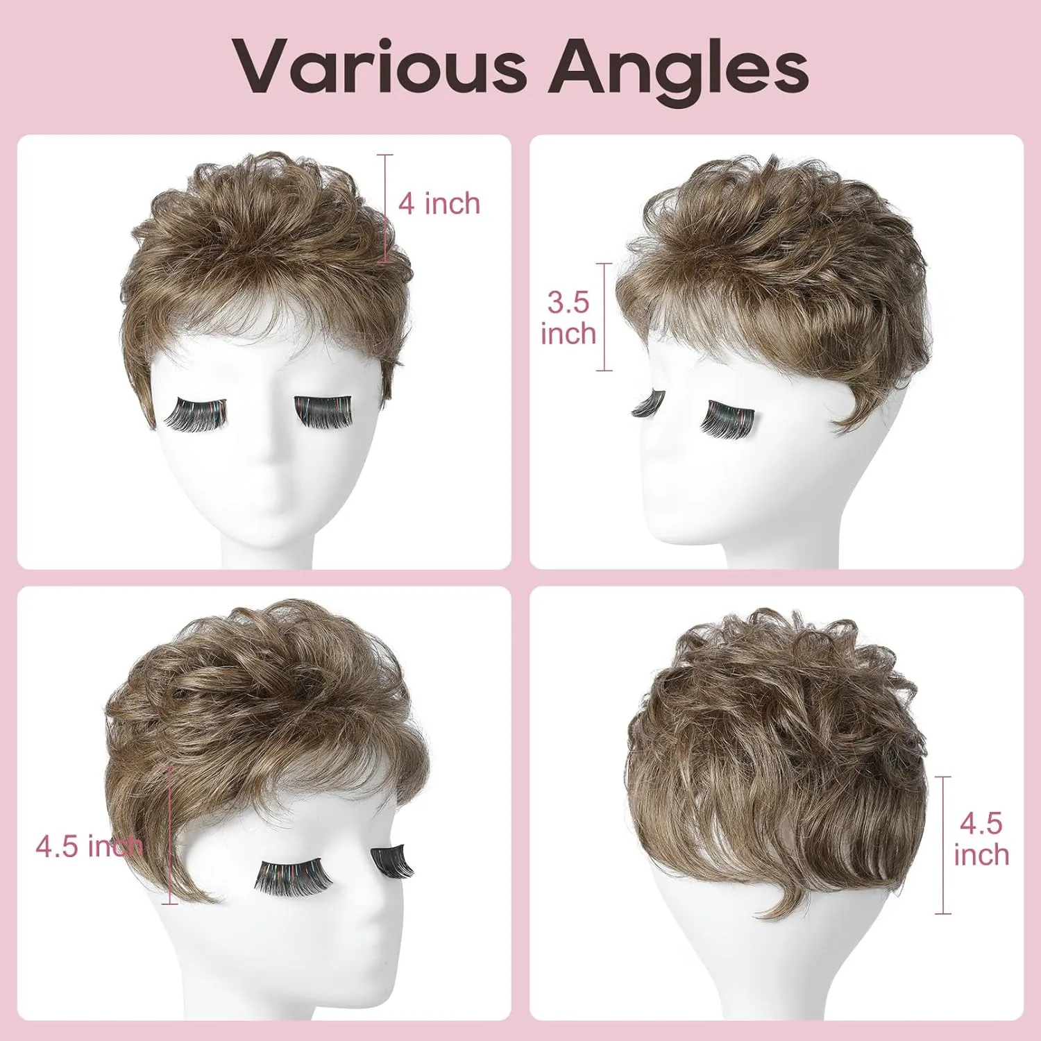 REECHO Hair Topper, Short Wiglet Hair Topper for Women with Thinning Large Coverage Synthetic Top Crown Hairpiece for Women - Light Ginger Brown