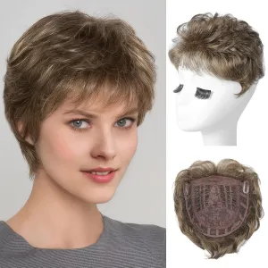 REECHO Hair Topper, Short Wiglet Hair Topper for Women with Thinning Large Coverage Synthetic Top Crown Hairpiece for Women - Light Ginger Brown