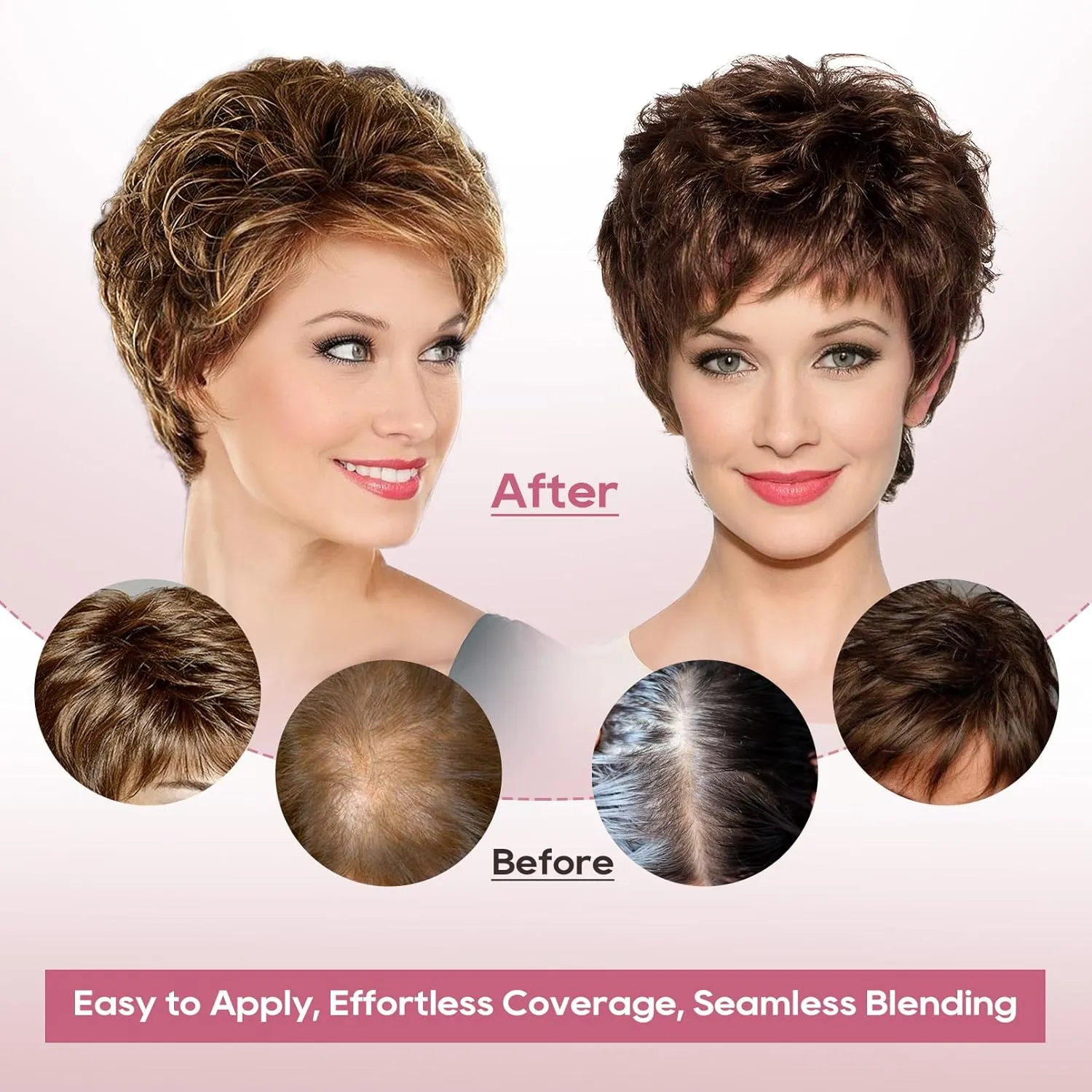 REECHO Hair Topper, Short Wiglet Hair Topper for Women with Thinning Large Coverage Synthetic Top Crown Hairpiece for Women - Light Ginger Brown