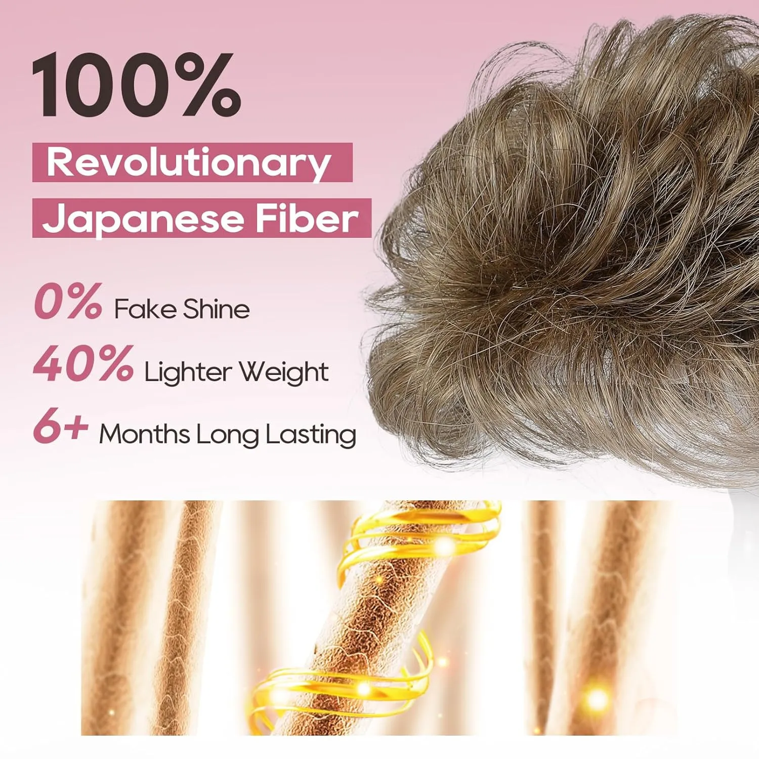 REECHO Hair Topper, Short Wiglet Hair Topper for Women with Thinning Large Coverage Synthetic Top Crown Hairpiece for Women - Light Ginger Brown