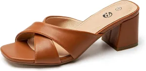 Rekayla Heeled Sandals Women Comfortable, Square Toe Sandals Comfy Mule Shoes Chunky Block Heels Women's Sandals Slip On Minimalist Heels Comfortable Mule for Long Walk Casual Shoes Summer Dressy