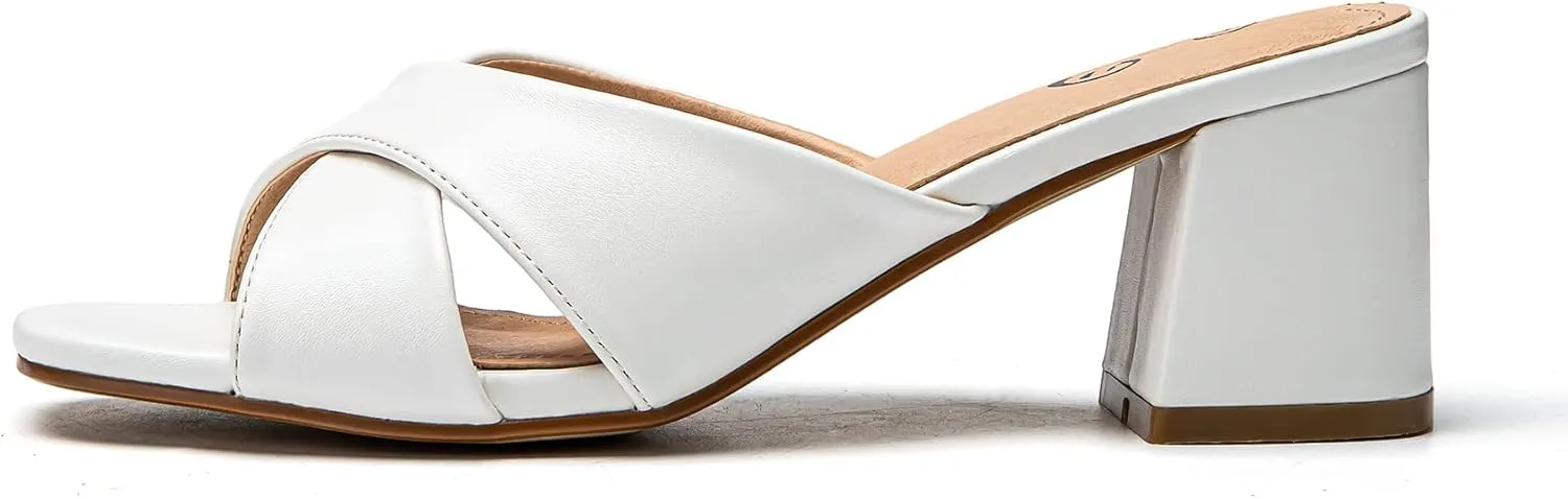 Rekayla Heeled Sandals Women Comfortable, Square Toe Sandals Comfy Mule Shoes Chunky Block Heels Women's Sandals Slip On Minimalist Heels Comfortable Mule for Long Walk Casual Shoes Summer Dressy