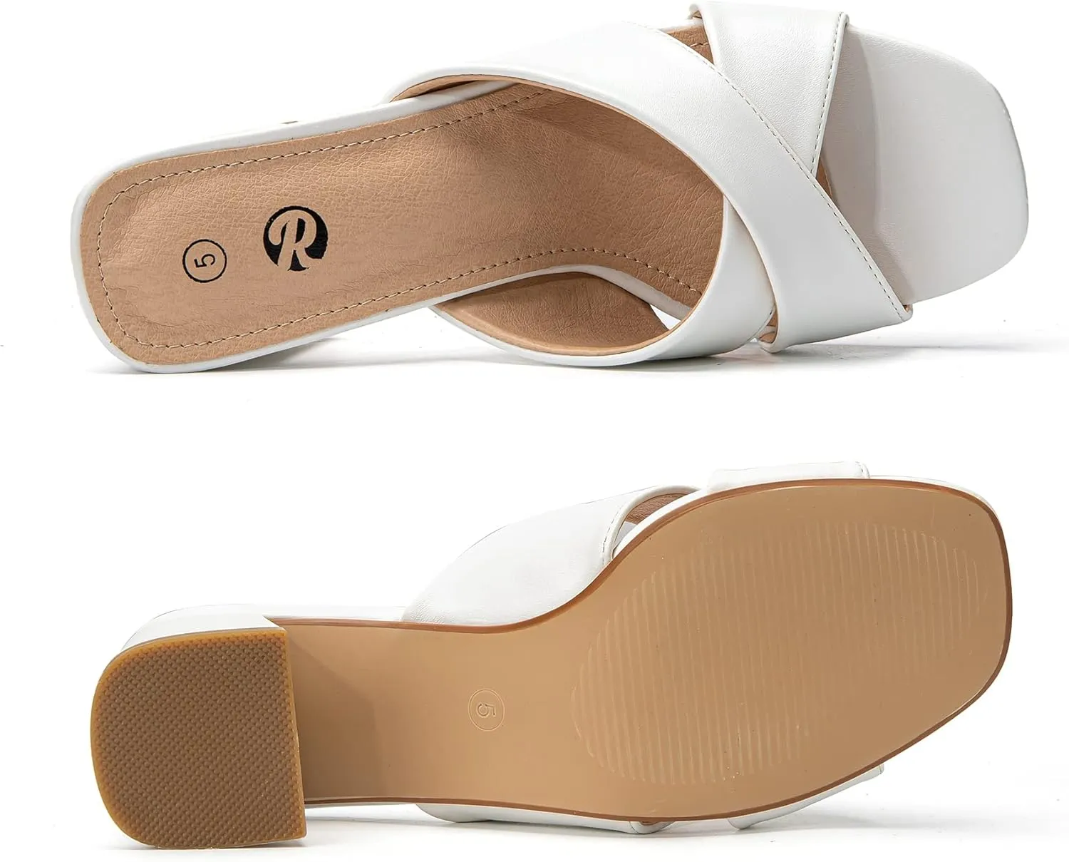 Rekayla Heeled Sandals Women Comfortable, Square Toe Sandals Comfy Mule Shoes Chunky Block Heels Women's Sandals Slip On Minimalist Heels Comfortable Mule for Long Walk Casual Shoes Summer Dressy