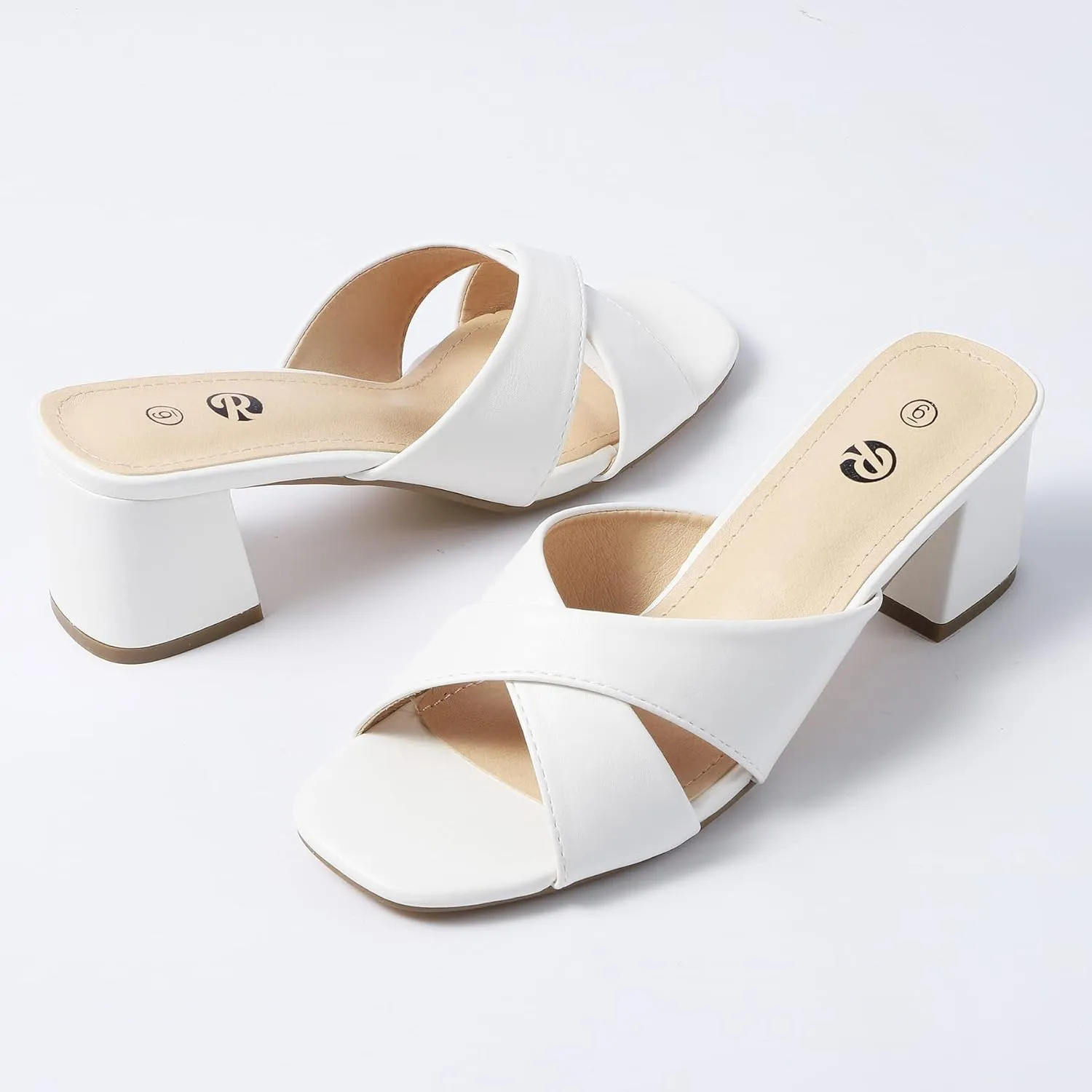 Rekayla Heeled Sandals Women Comfortable, Square Toe Sandals Comfy Mule Shoes Chunky Block Heels Women's Sandals Slip On Minimalist Heels Comfortable Mule for Long Walk Casual Shoes Summer Dressy