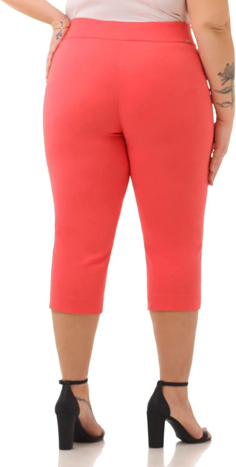 Rekucci Curvy Woman Plus Size Classic Pull-On Stretchy Straight Leg Capri