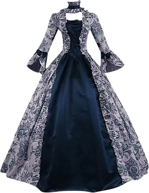 Renaissance Fairy Dress Women Vintage Renaissance Patchwork Gothic Dress Victorian Medieval Dresses Halloween Costume