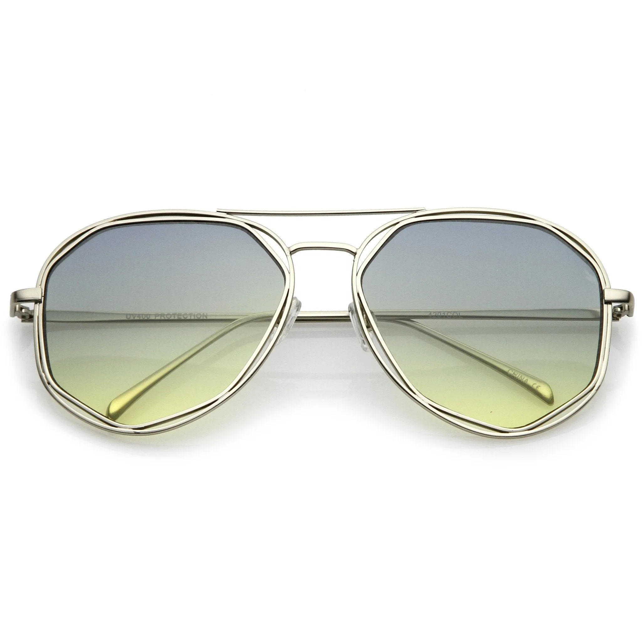 Retro Laser Cut Gradient Flat Lens Aviator Sunglasses A872