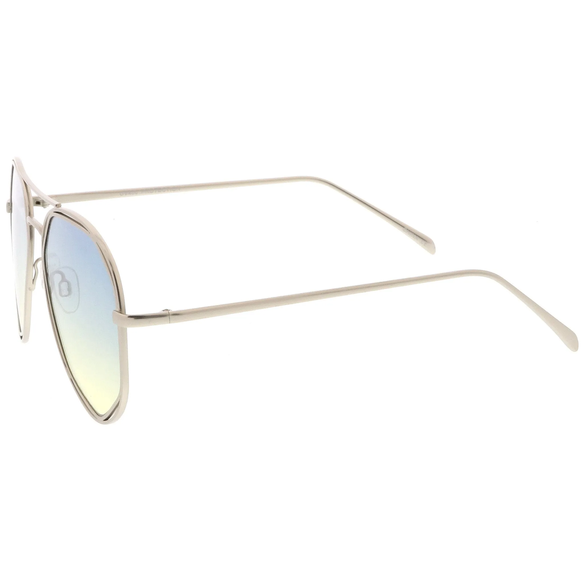 Retro Laser Cut Gradient Flat Lens Aviator Sunglasses A872