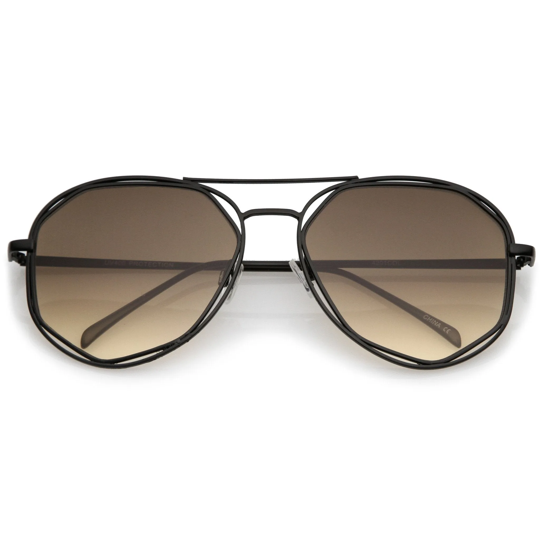 Retro Laser Cut Gradient Flat Lens Aviator Sunglasses A872