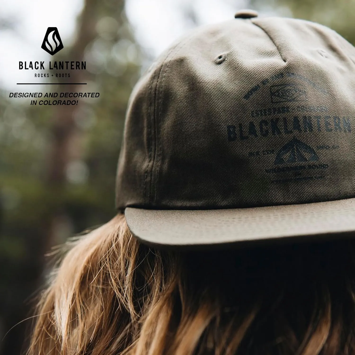 Retro Peaks Baseball Cap – Vintage Mountain Hat with Flat or Curved Bill – Black Lantern