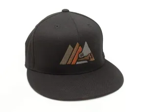 Retro Peaks Baseball Cap – Vintage Mountain Hat with Flat or Curved Bill – Black Lantern