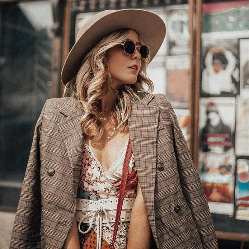 Retro Small Hexagon Colored Flat Lens Metal Frame Sunglasses
