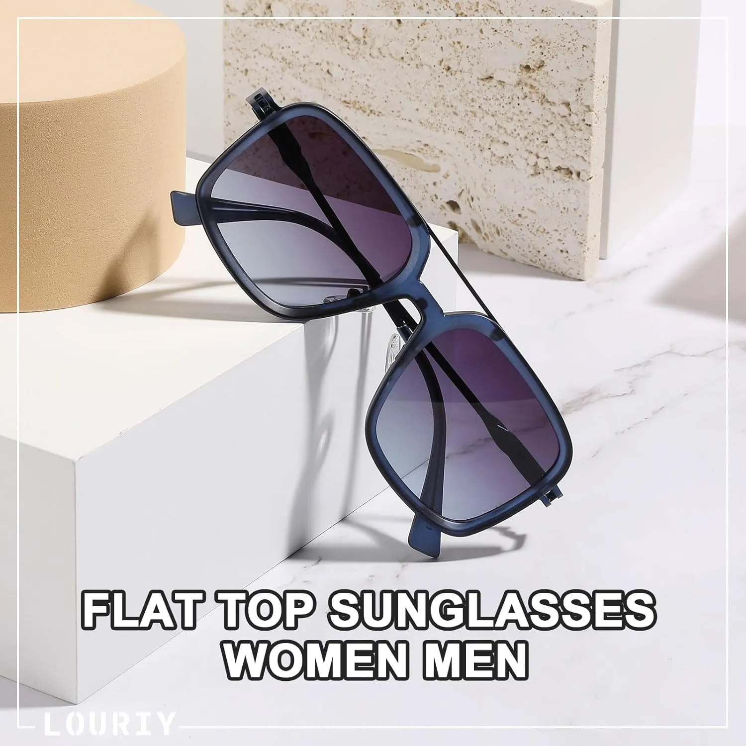 Retro Square 70s Flat Aviator Sunglasses Women Men Classic Retro Stylish Frame UV400 Protection