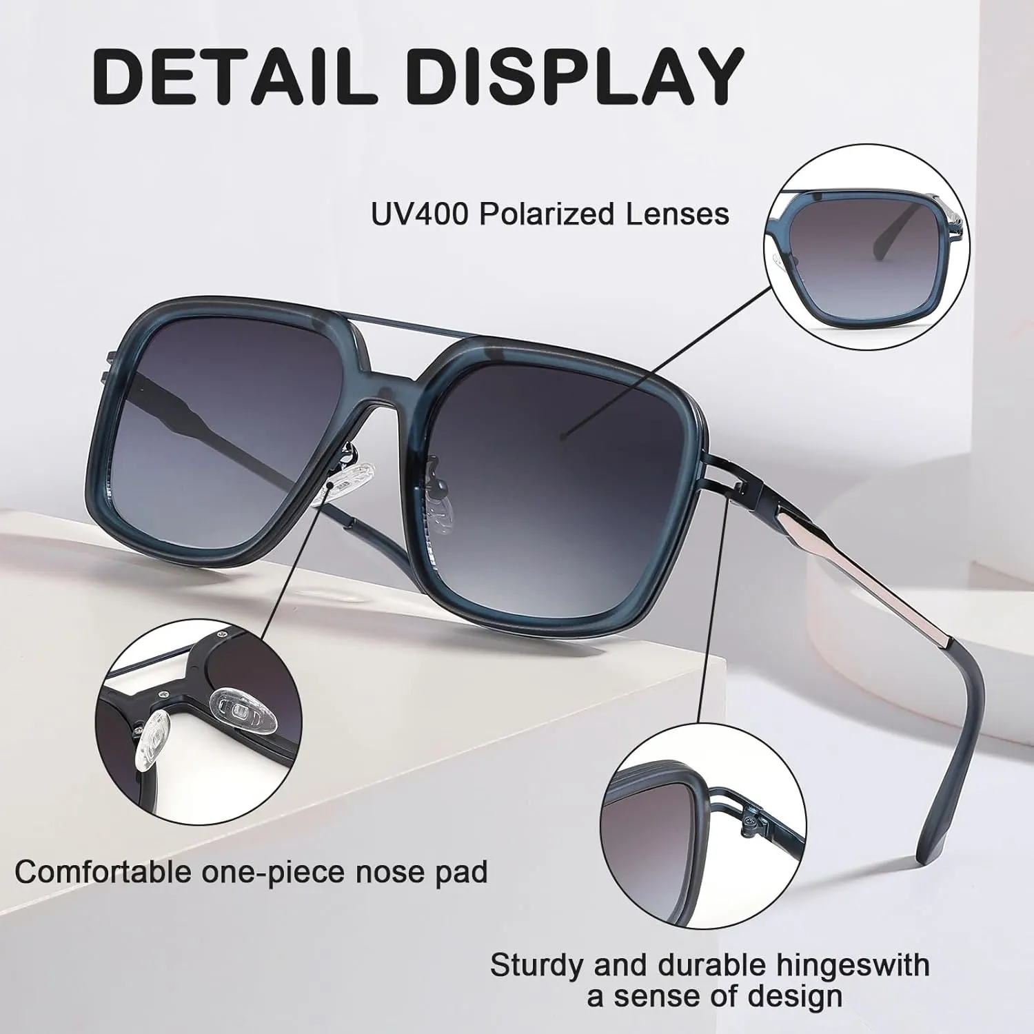 Retro Square 70s Flat Aviator Sunglasses Women Men Classic Retro Stylish Frame UV400 Protection