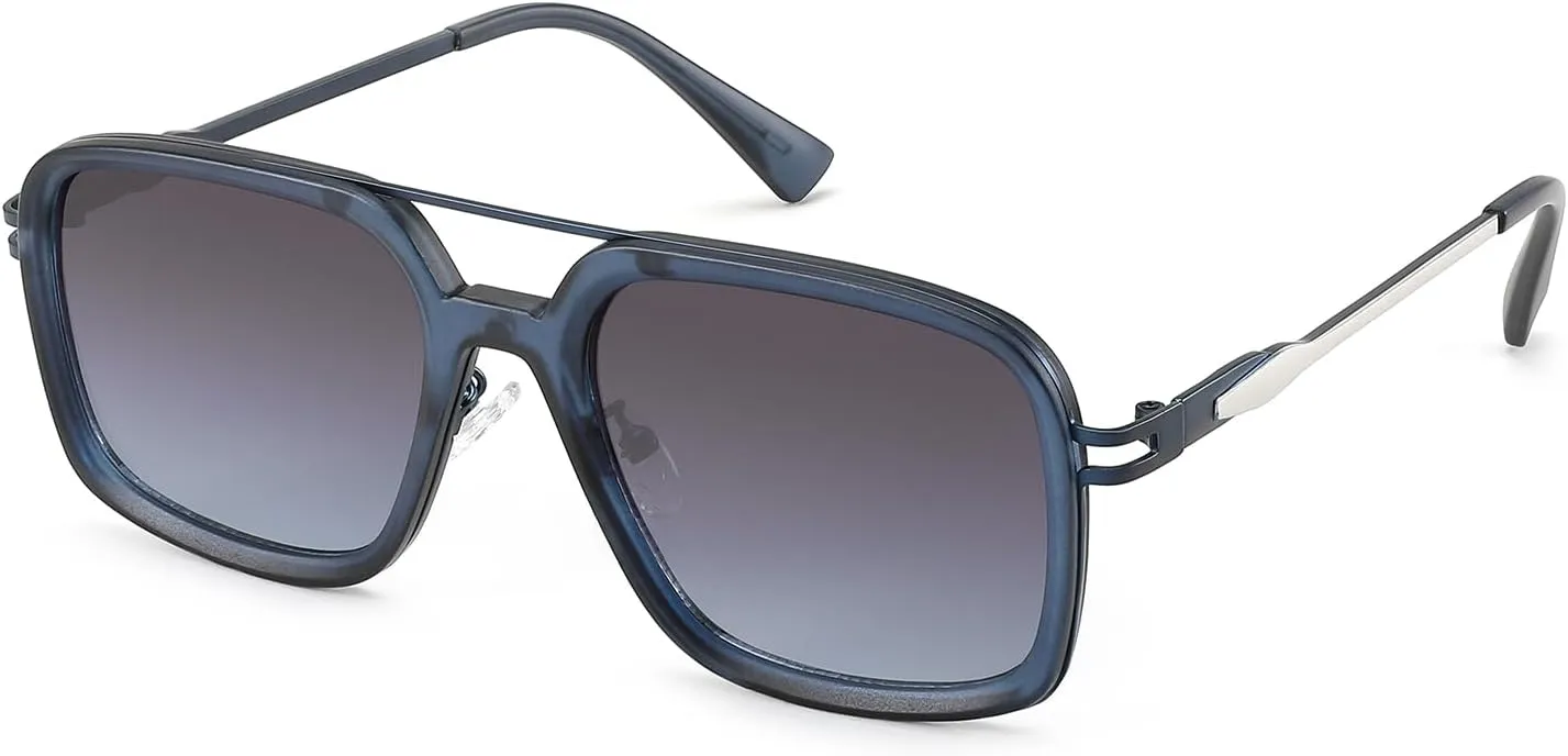 Retro Square 70s Flat Aviator Sunglasses Women Men Classic Retro Stylish Frame UV400 Protection