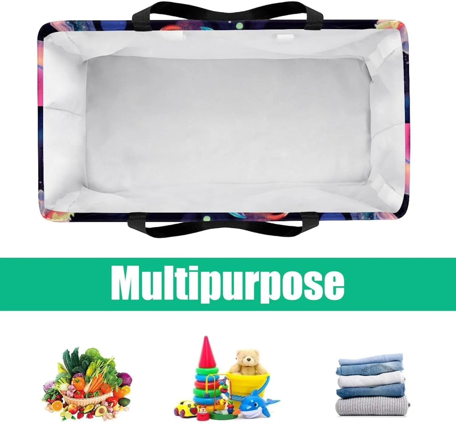 Reusable Grocery Bag Heavy Duty Shopping Tote Bag Foldable with Reinforced Handle, Funny Dancing Skeletons