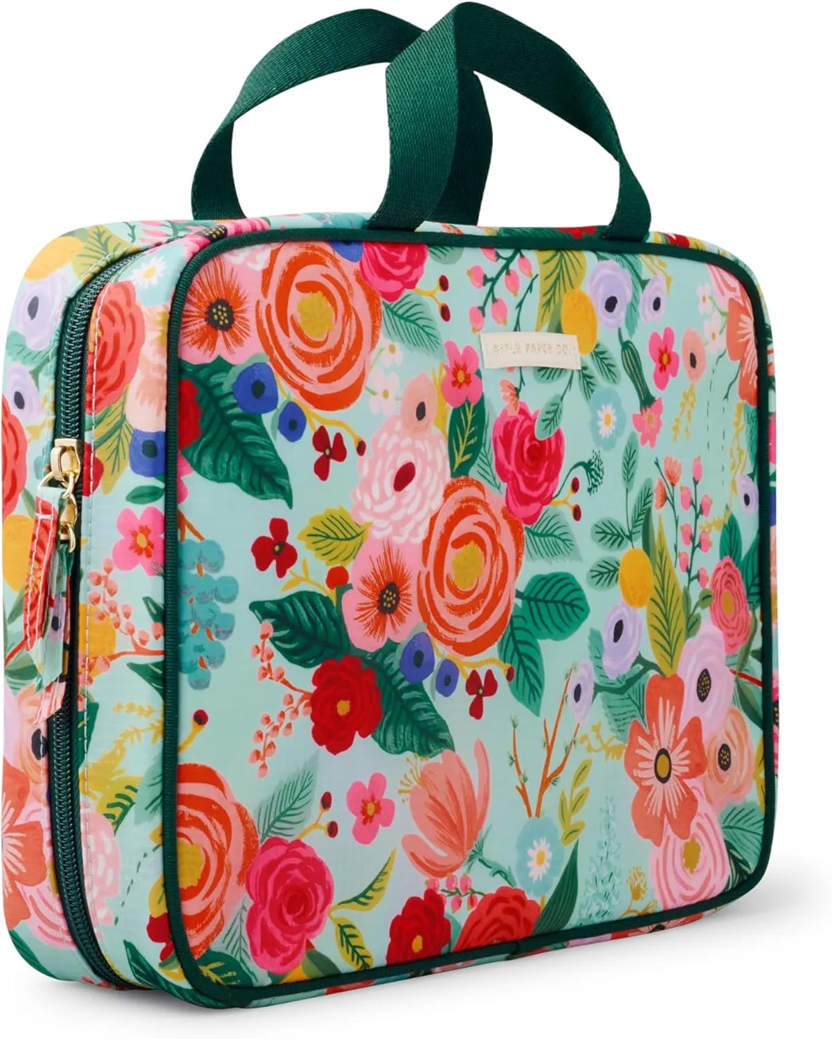 RIFLE PAPER CO. Travel Toiletry and Cosmetic Case | Multi Pocket Makeup Organizer Bag, Zipper Closure, Removable Clear Pouch, Lay Flat Design | Garden Party Pattern