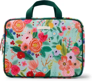 RIFLE PAPER CO. Travel Toiletry and Cosmetic Case | Multi Pocket Makeup Organizer Bag, Zipper Closure, Removable Clear Pouch, Lay Flat Design | Garden Party Pattern