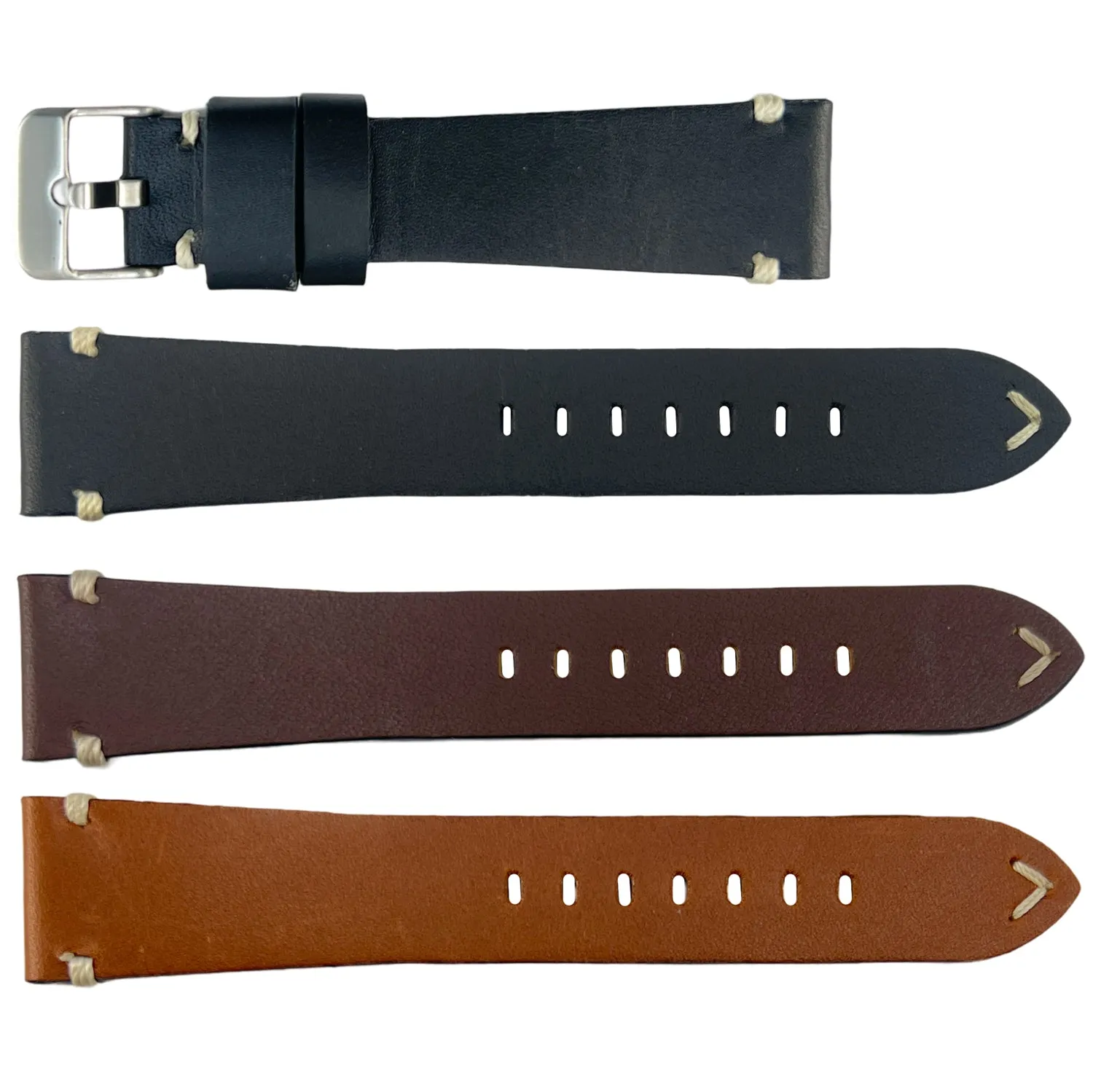 ROCHET ZRC No. 744 Cowhide Vintage Watch Straps with Hand-Sewn Stitching (20mm - 24mm)
