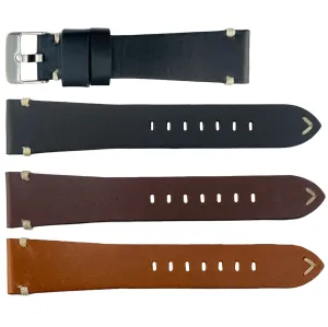 ROCHET ZRC No. 744 Cowhide Vintage Watch Straps with Hand-Sewn Stitching (20mm - 24mm)
