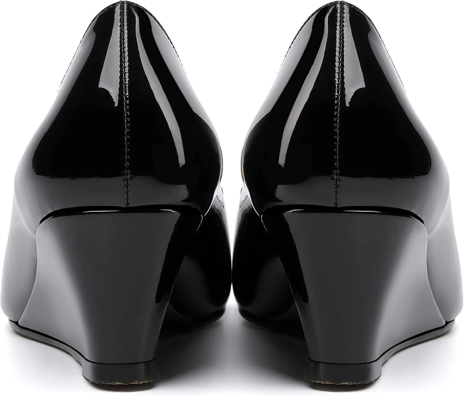 ROSERWISH Womens Patent Comfortable Casual Slip On Office Pointed Toe Wedge Low Heel Pumps Dress Shoes 2 Inch