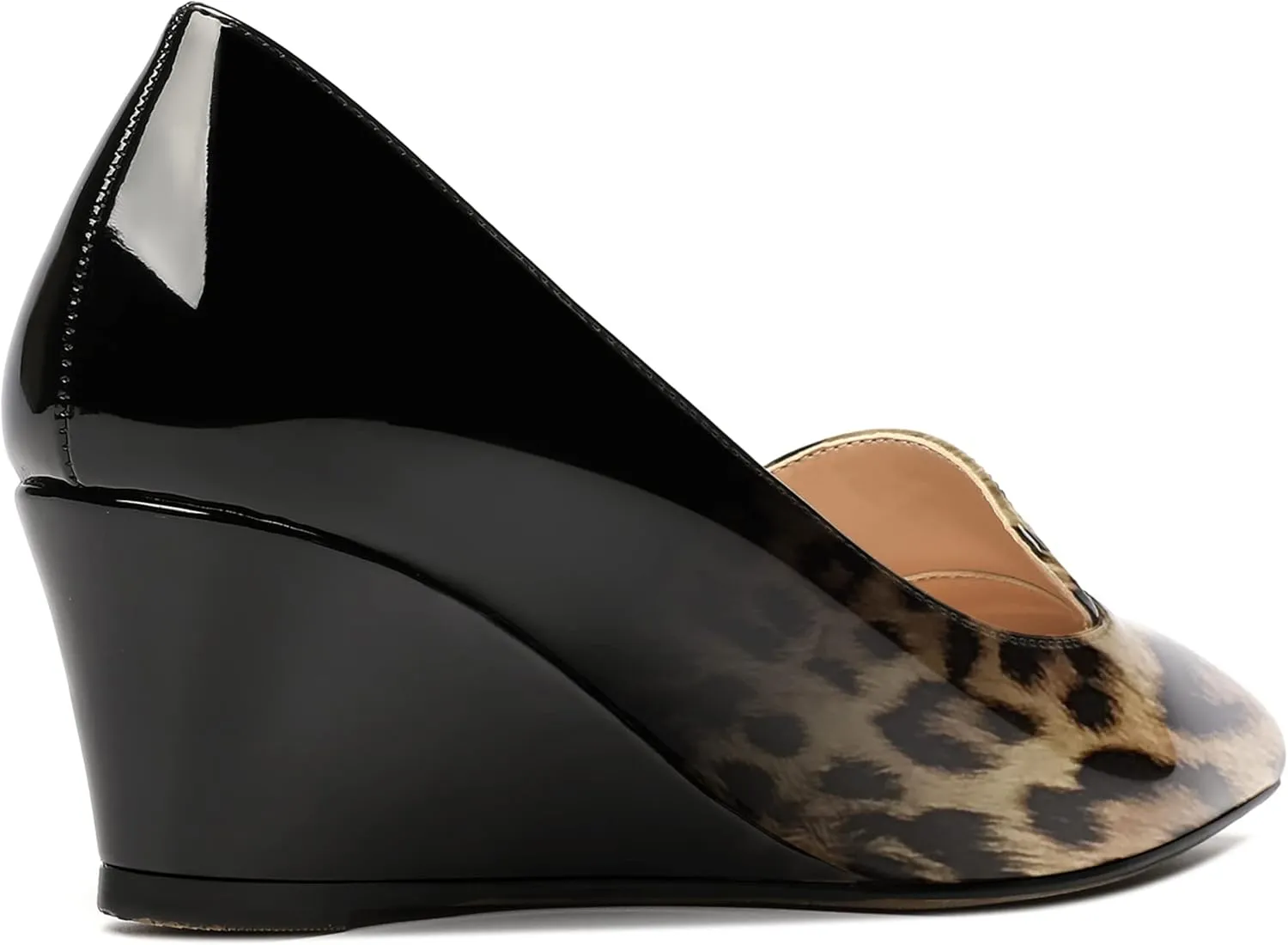 ROSERWISH Womens Patent Comfortable Casual Slip On Office Pointed Toe Wedge Low Heel Pumps Dress Shoes 2 Inch