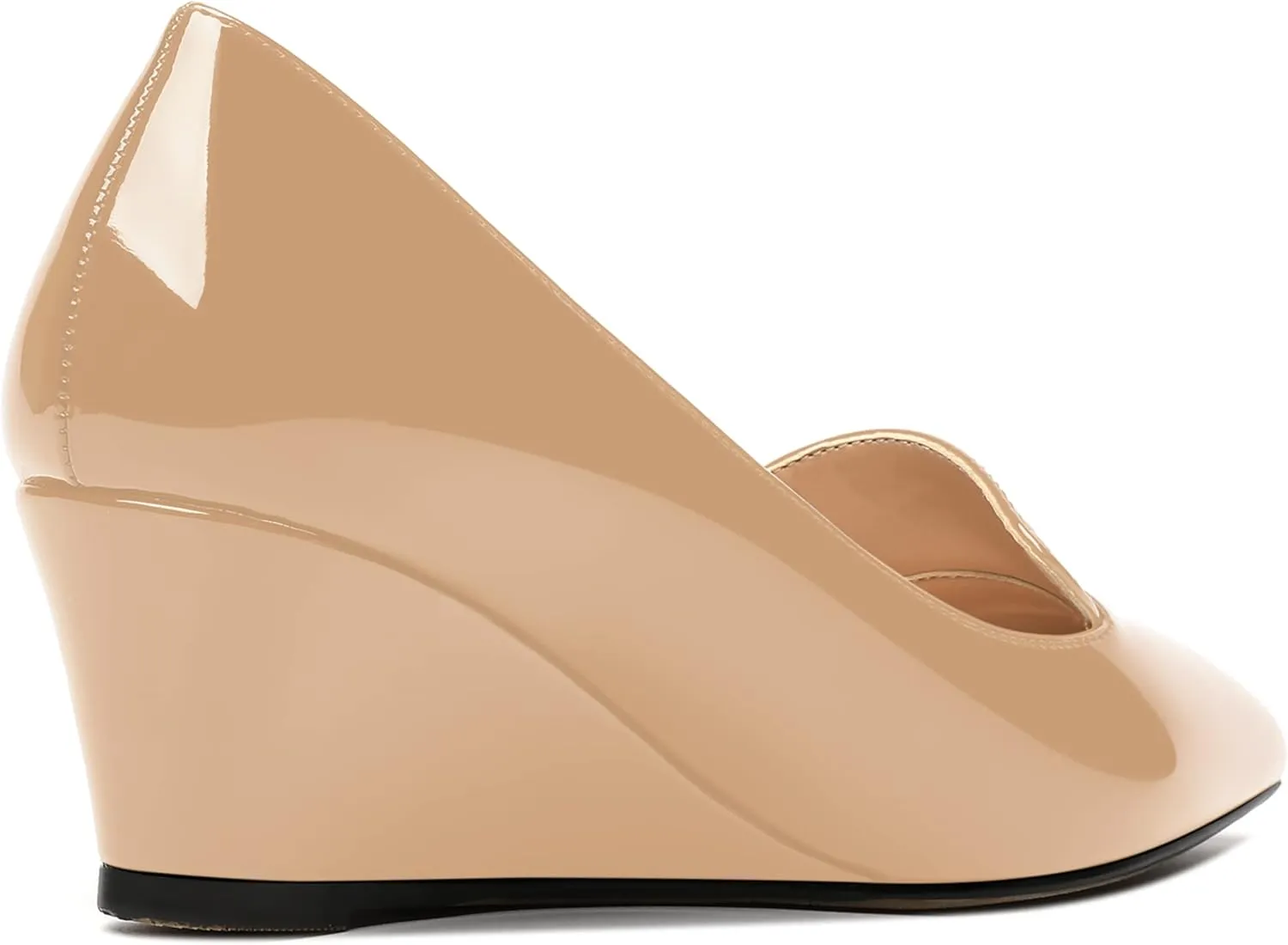 ROSERWISH Womens Patent Comfortable Casual Slip On Office Pointed Toe Wedge Low Heel Pumps Dress Shoes 2 Inch