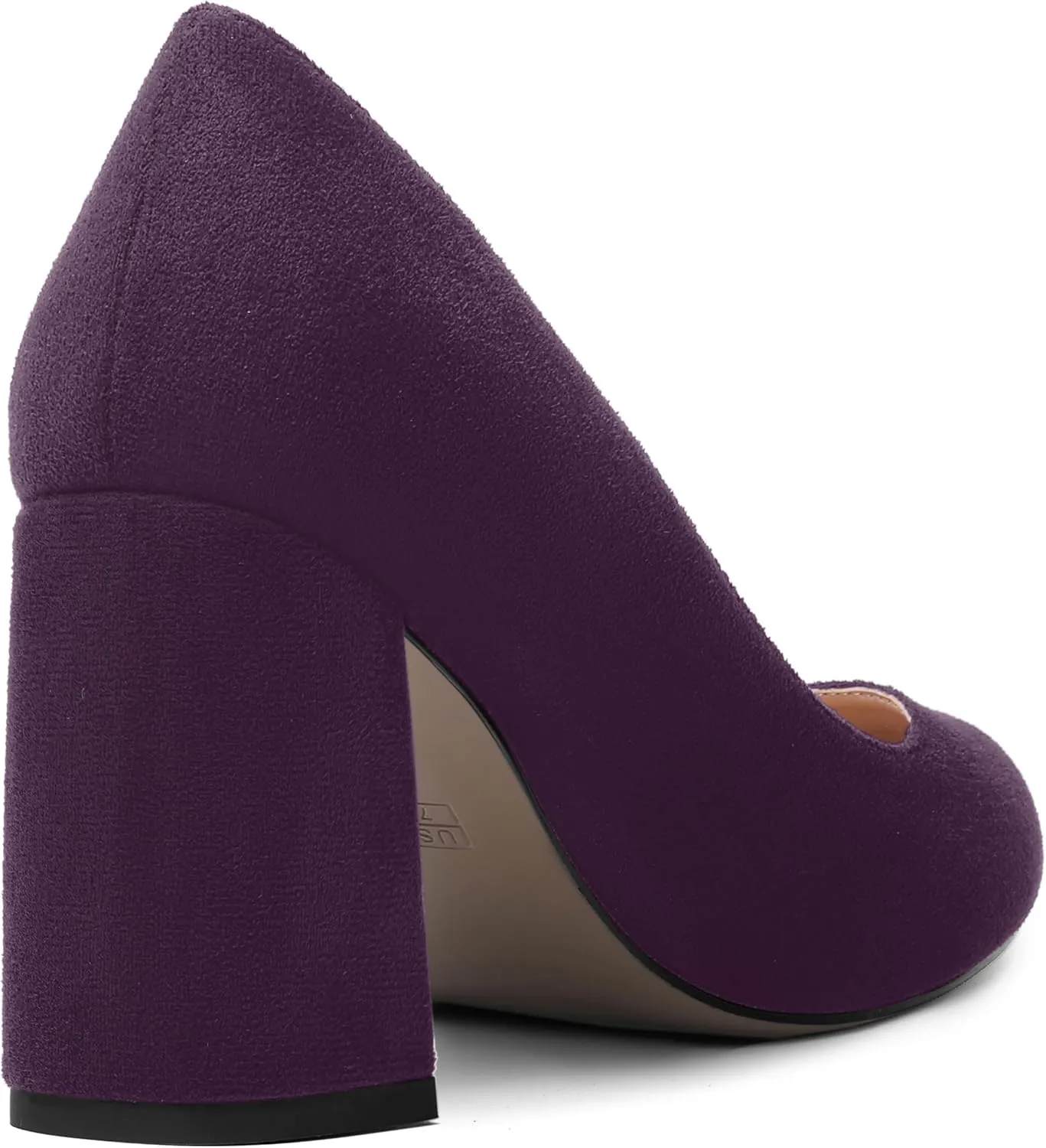 ROSERWISH Womens Round Toe Suede Party Dress Slip On Comfortable Block High Heel Pumps Shoes 3.3 Inch