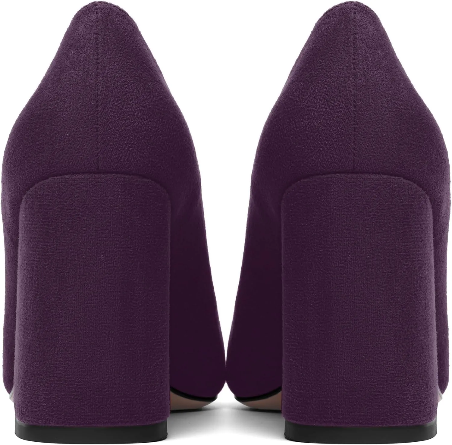 ROSERWISH Womens Round Toe Suede Party Dress Slip On Comfortable Block High Heel Pumps Shoes 3.3 Inch