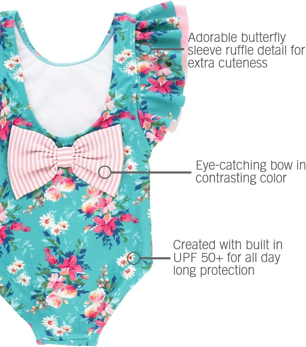 RuffleButts® Baby/Toddler Girls Ruffle Strap One Piece Swimsuit w/UPF 50  Sun Protection