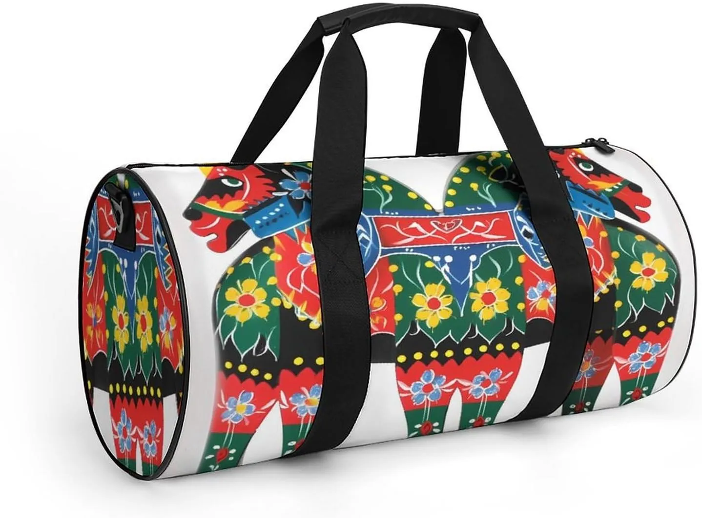 Runner Swedish Dala Horse Folk Duffel Bag for Men Women Gym Bag Sports Small Overnight Bag for Travel Weekender