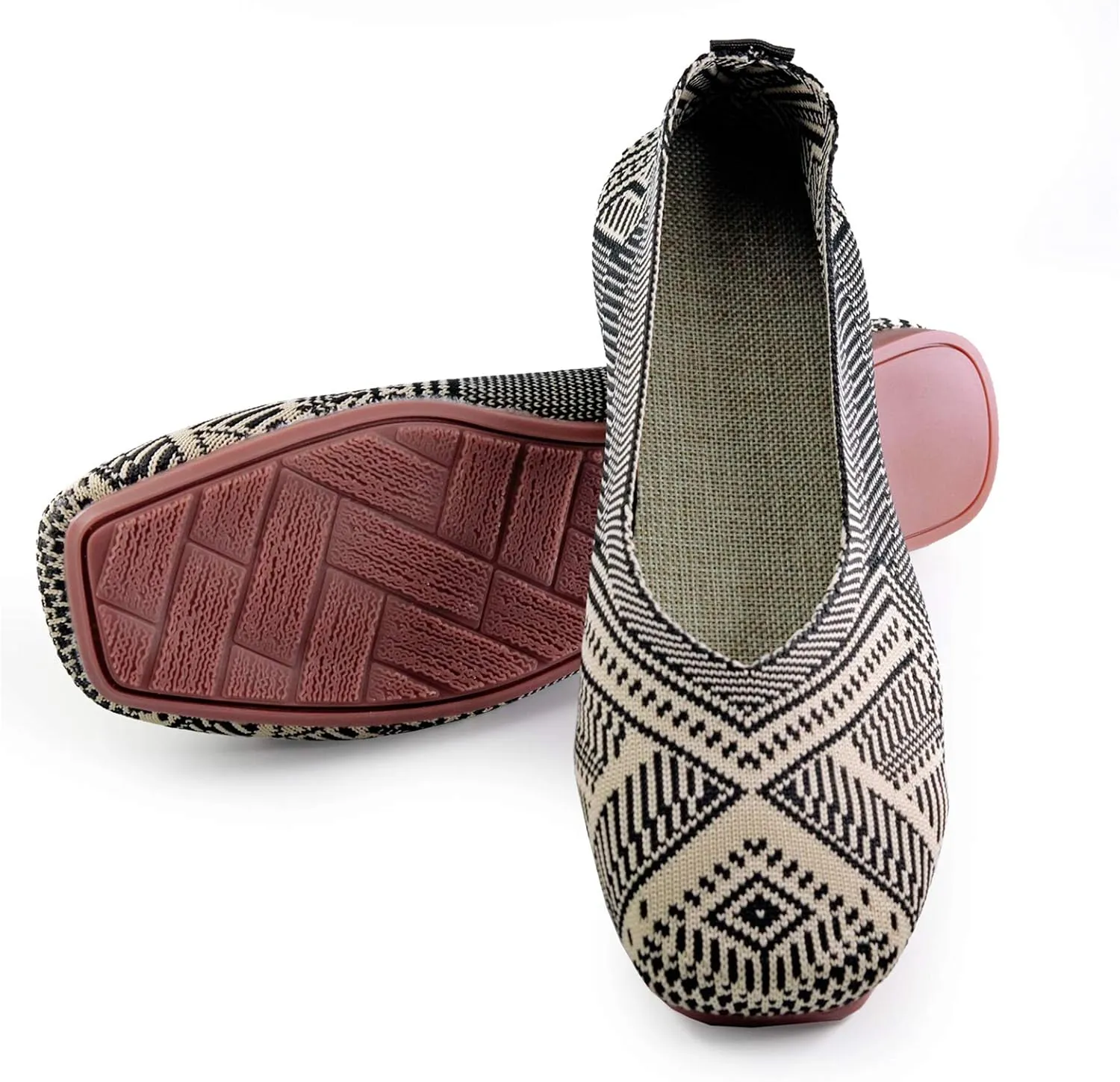 RVROVIC Women Flat Shoes Knitted Lightweight Slip-on Loafers Breathabel Soft Comfortable Ballet Flats