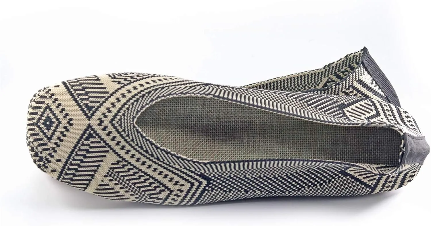 RVROVIC Women Flat Shoes Knitted Lightweight Slip-on Loafers Breathabel Soft Comfortable Ballet Flats
