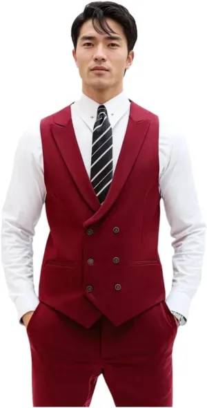 SAINLY Men's Stylish Double Breasted Vestcoat & Pant Suit for Men's Engagement and Wedding Groomsmen Wear Suit