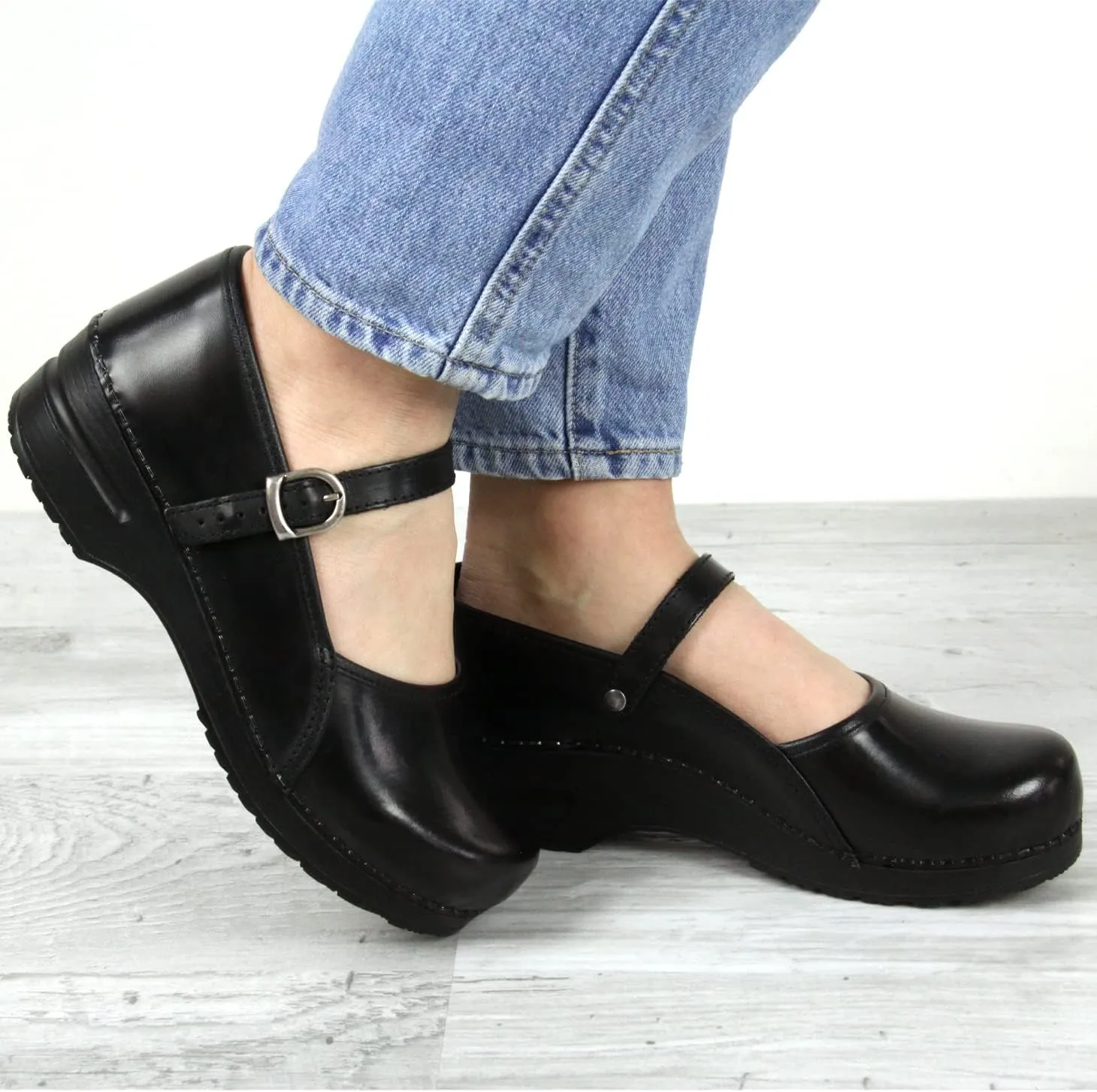 Sanita Clare Cabrio Leather Clogs for Women - Adjustable, Polyutherane Outsole, Closed-Back, APMA-Approved