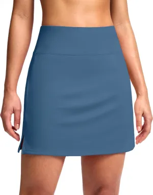 SANTINY 16" Skorts for Women with 2 Pockets High Waisted A Line Pickleball Golf Skort Casual Athletic Tennis Skirt