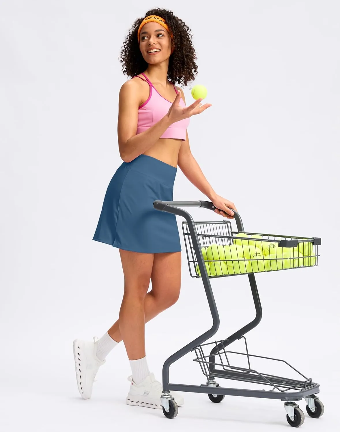 SANTINY 16" Skorts for Women with 2 Pockets High Waisted A Line Pickleball Golf Skort Casual Athletic Tennis Skirt